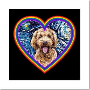 Goldendoodle inside a rainbow heart Posters and Art